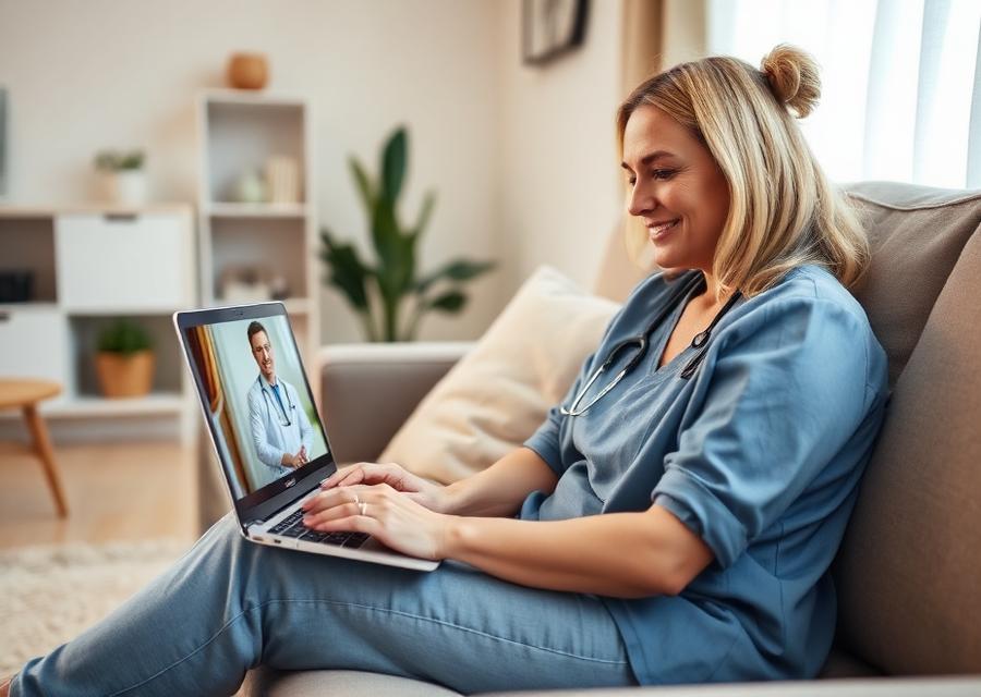Patient meeting a provider by video visit at home