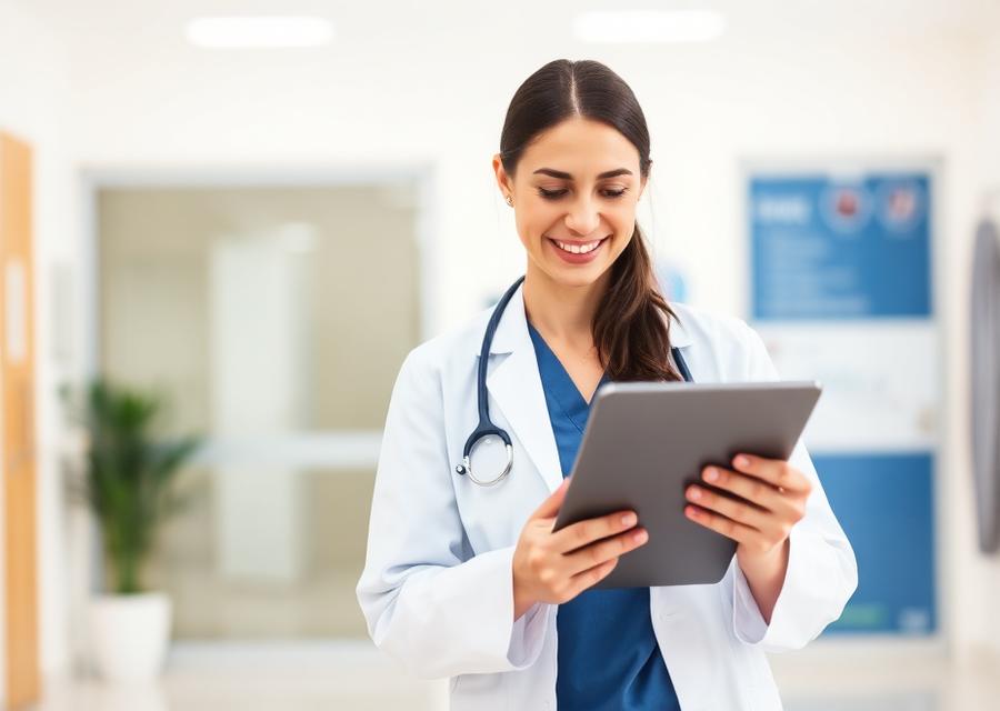 Licensed provider reviewing patient information on a tablet