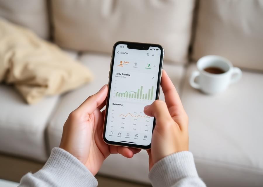 Patient reviewing progress on a phone app