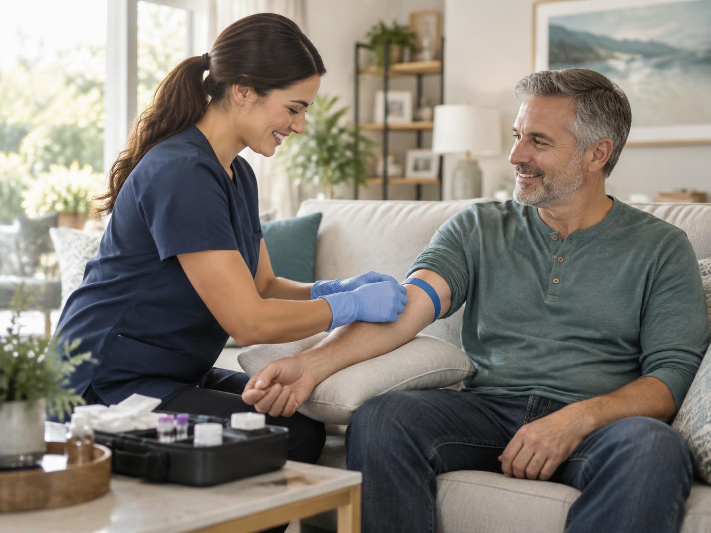 At-home blood draw with a friendly phlebotomist