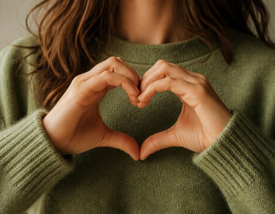 Person making a heart shape with their hands